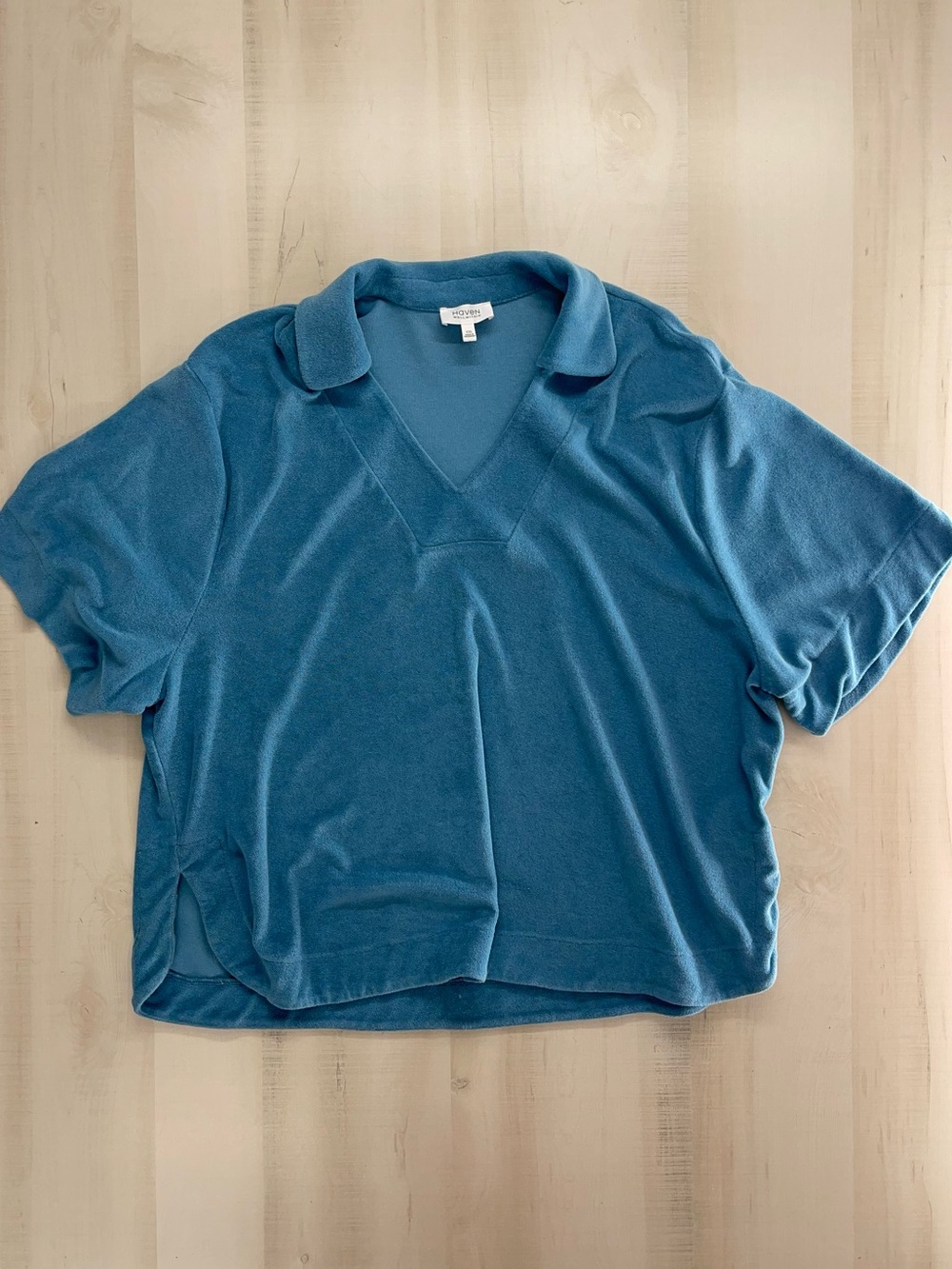 HAVEN well within terrycloth pullover top travel vacation soft blue xxl